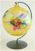 Yellow Glass Orb and stand